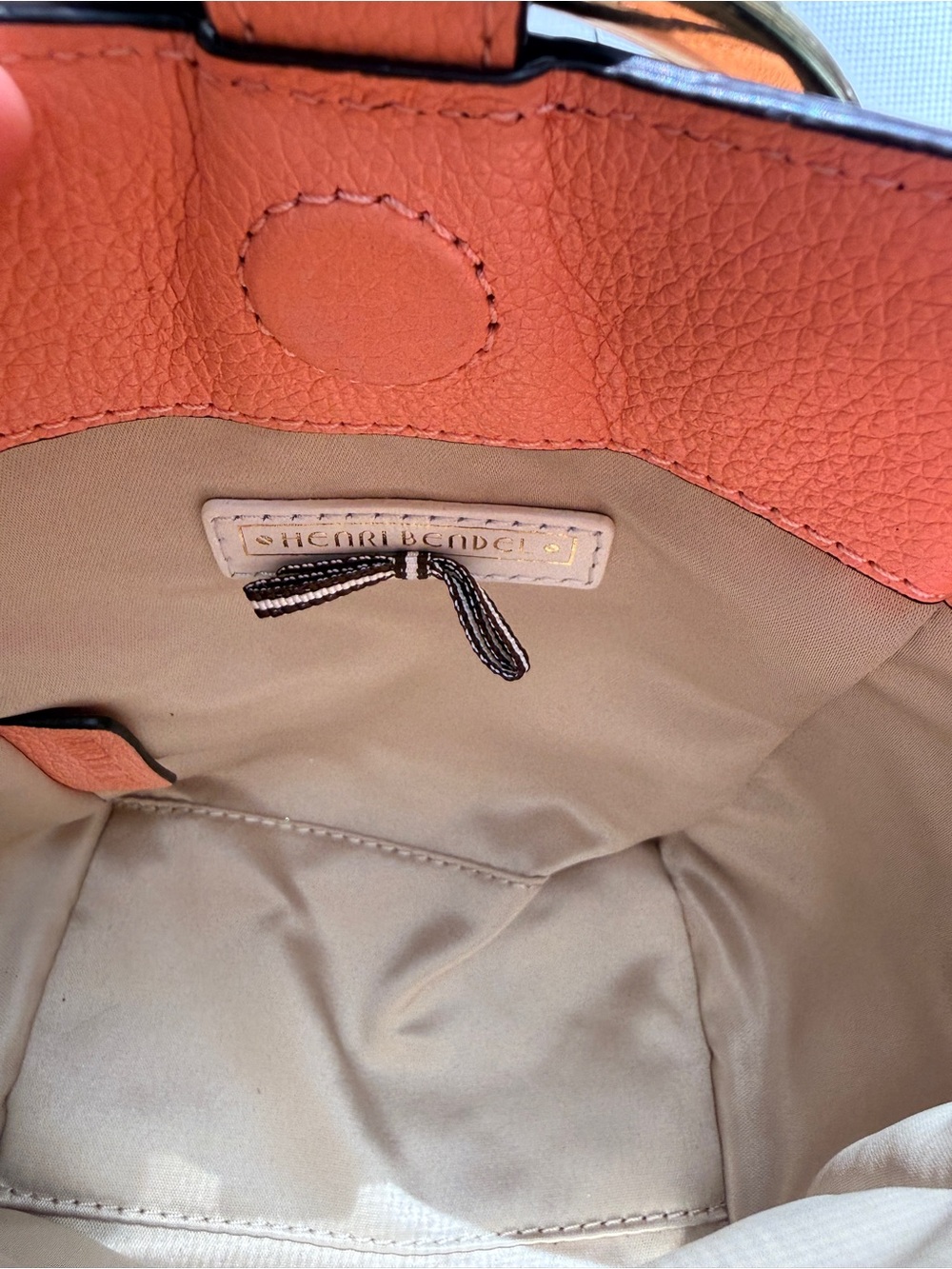 Henri Bendel Marquis Micro Mini Ring Top Bucket Bag Coral Pink Leather - Picture 6 of 15